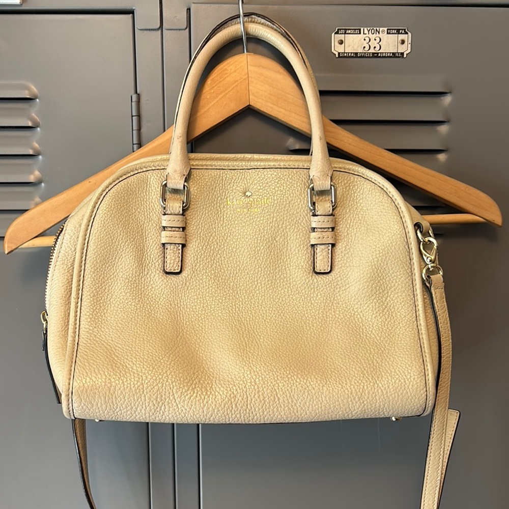 Kate Spade Cream Tan Leather Shoulder Crossbody Bag Handbag Purse